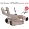 For Yamaha YZF R1 MT-10 2015 - 2021 Motorcycle Exhaust Escape Moto Titanium Alloy Mid Link Pipe Delete Silencer Modify Muffler
