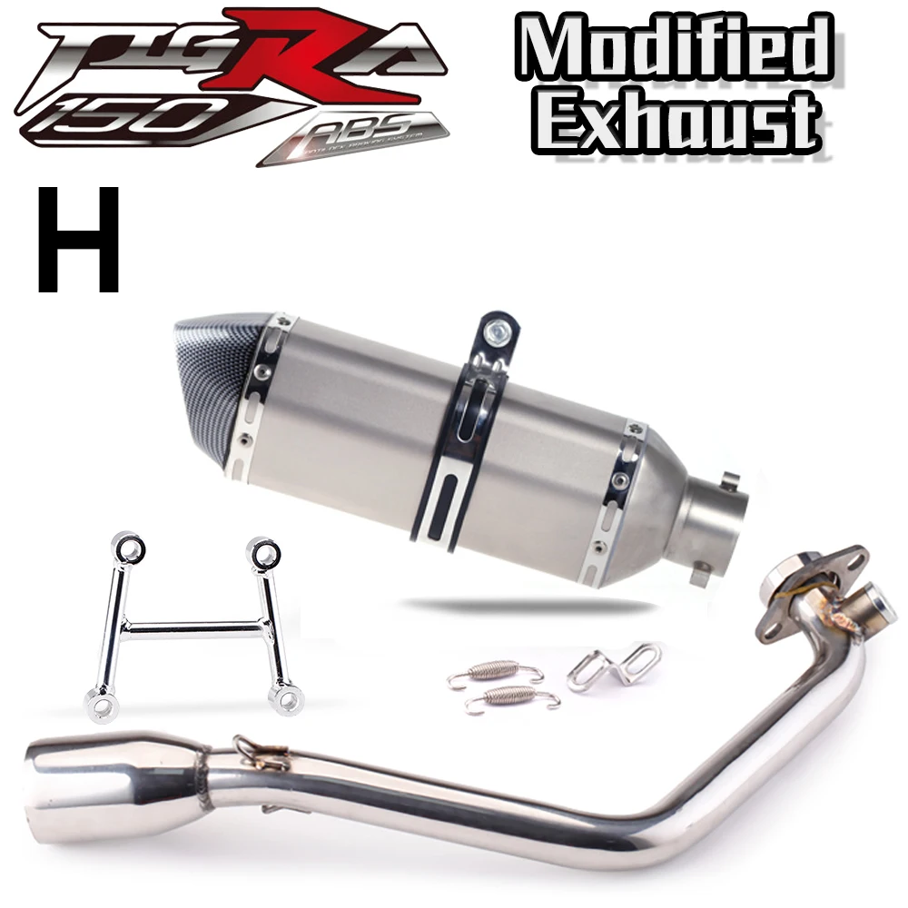 Full System Motorcycle Exhaust For Tigra 150 Abs Front Middle Pipe Modification Carbon Fiber Motorcycle Muffler Exhuast - Image 4