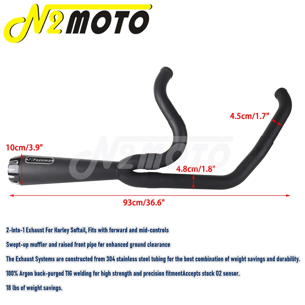 Sistema de escape completo para motocicleta, silenciador 2 en 1 para Harley  Softail Street Bob Standard Low Rider EI Diablo ST 18 - Your Moto Parts, image size:1000x1000