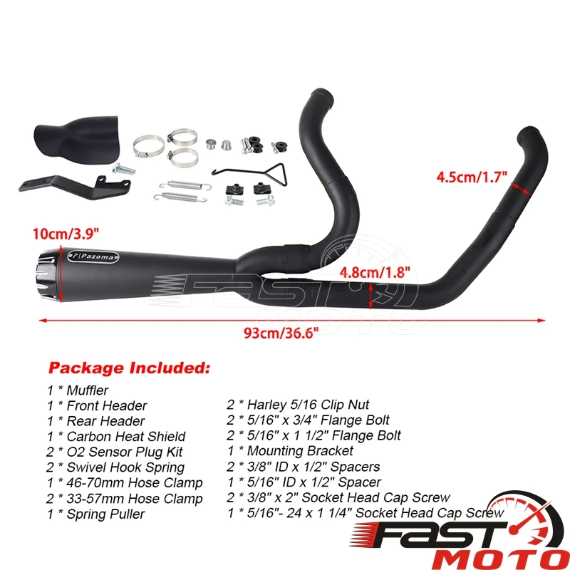 Motorcycle Duals Exhaust 2-Into-1 Full System Muffler For Harley Softail Street Bob Low Rider Standard 2018-up Steel Accessories - Image 3