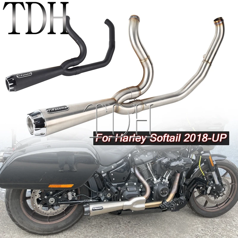 Motorcycle Exhaust Muffle Middle Link Pipe Mid-controls Exhaust System Silencer For Harley Softail Standard FXST FXBBS FXBB 18 - Image 3