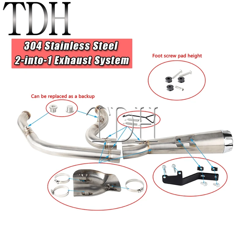 Motorcycle Exhaust Muffle Middle Link Pipe Mid-controls Exhaust System Silencer For Harley Softail Standard FXST FXBBS FXBB 18 - Image 6