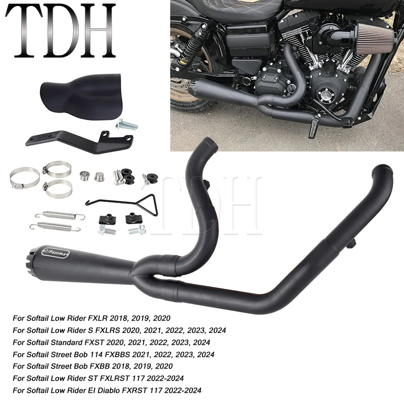Motorcycle Exhaust Muffle Middle Link Pipe Mid-controls Exhaust System Silencer For Harley Softail Standard FXST FXBBS FXBB 18 - Image 2