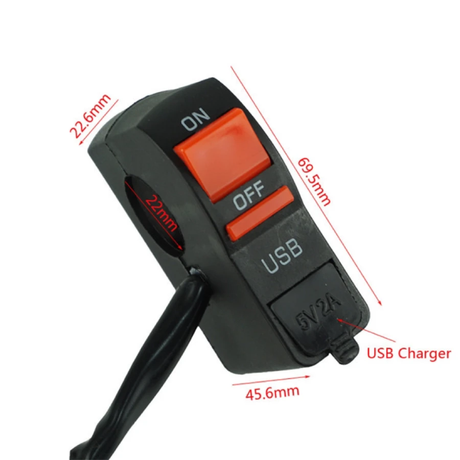 Motorcycle Headlight Switch With USB Charger Switch With Waterproof Cover Universal Motorcycle Handlebar Switch Start Button - Image 3