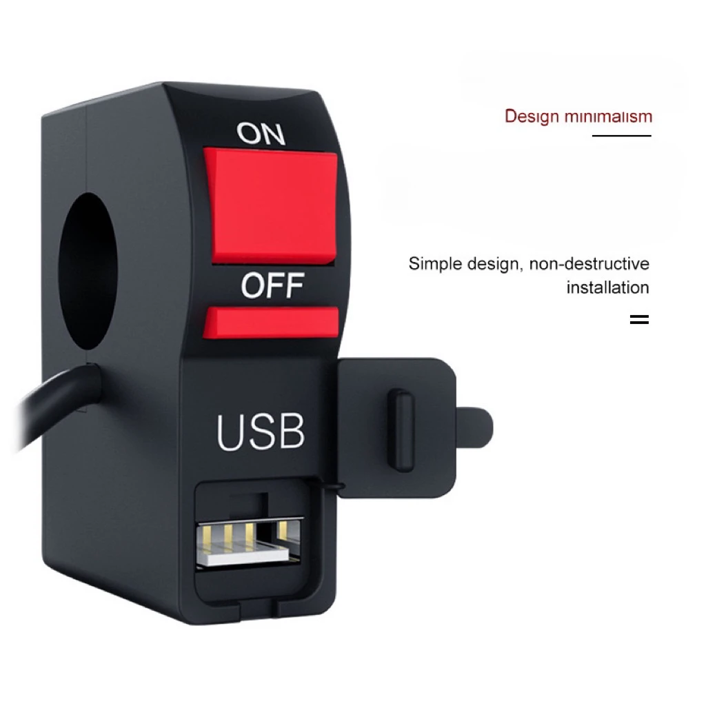 Motorcycle Headlight Switch With USB Charger Switch With Waterproof Cover Universal Motorcycle Handlebar Switch Start Button - Image 2