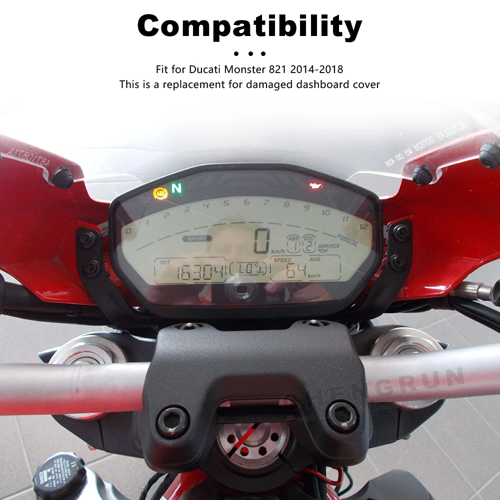 Dashboard Cover ABS Plastic Motorcycle Speedometer Shell for Ducati Monster 821 Accessories 2014 2015 2016 2017 2018 Guage Case - Image 4