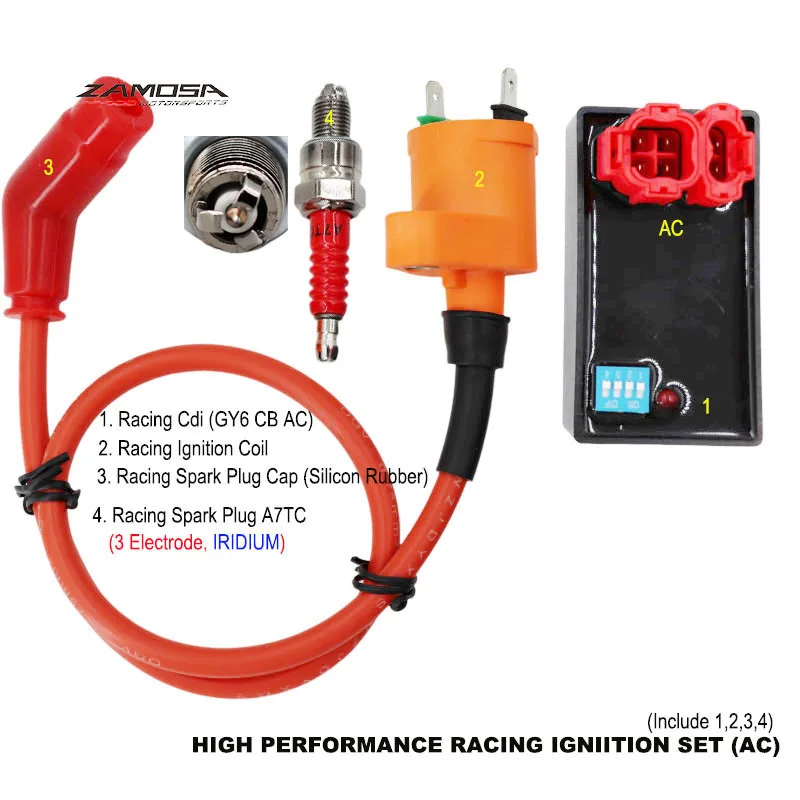 Performance Racing 6 Pins AC CDI Box Ignition Coil A7TJC Spark Plug for GY6 50 80 110 125 150cc Moped Scooter ATV Go Carts - Image 5